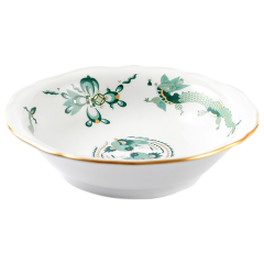 Bowl, Shape "New Cutout", Ornate dragon, green, gold accents, gold rim, Ø 14,5 cm