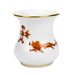 Vase, Shape "New Cutout", Ornate dragon, red, gold accents, gold rim, H 6 cm