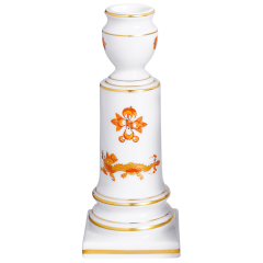 Candlestick, Shape "New Cutout", Ornate dragon, red, gold accents, gold rim, H 14 cm