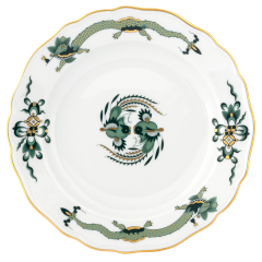 Starter- and Dessert Plate, Shape "New Cutout", Court dragon, green, Ø 18 cm