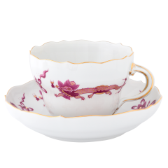 Cappuccino cup & saucer, Shape "New Cutout", Court dragon, purple, V 0,25 l