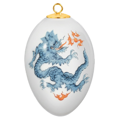 Easter egg, Ming dragon, light blue, white rim, H 5 cm