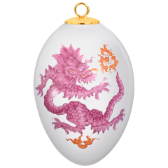 Easter egg, Ming dragon, purple, white rim, H 5 cm