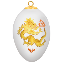 Easter egg, Ming dragon, yellow, white rim, H 5 cm