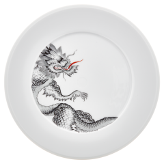 Starter- and Dessert Plate, Ming Dragon, black, Shape "Vitruv", Ø 22 cm