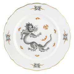 Dinner Plate, small, Shape "New Cutout", Ming dragon, black, Ø 25 cm