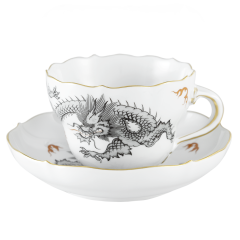 Coffee cup & saucer, Shape "New Cutout", Ming dragon, black, V 0,2 l