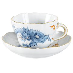 Coffee cup & saucer, Shape "New Cutout", Ming dragon, blue, V 0,2 l