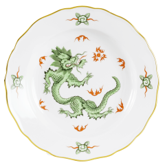 Starter- and Dessert Plate, small, Shape "New Cutout", Ming dragon, green, Ø 20 cm