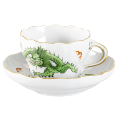 Coffee cup & saucer, Shape "New Cutout", Ming dragon, green, V 0,2 l