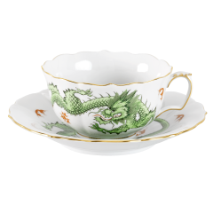 Tea cup & saucer, Shape "New Cutout", Ming dragon, green, V 0,2 l