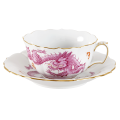 Tea cup & saucer, Shape "New Cutout", Ming dragon, purple, V 0,2 l