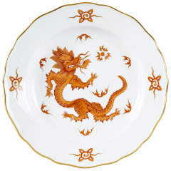 Starter- and Dessert Plate, small, Shape "New Cutout", Ming dragon, red, Ø 20 cm