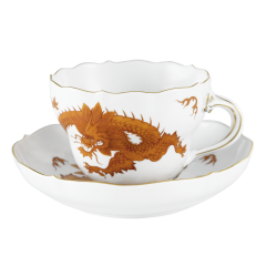 Coffee cup & saucer, Shape "New Cutout", Ming dragon, red, V 0,2 l