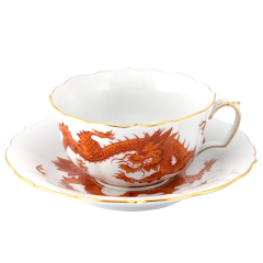 Tea cup & saucer, Shape "New Cutout", Ming dragon, red, V 0,2 l
