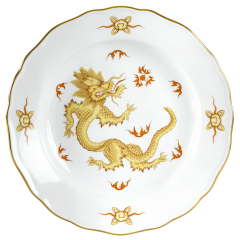 Starter- and Dessert Plate, small, Shape "New Cutout", Ming dragon, yellow, Ø 20 cm