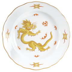Dinner Plate, small, Shape "New Cutout", Ming dragon, yellow, Ø 25 cm