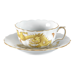 Tea cup & saucer, Shape "New Cutout", Ming dragon, yellow, V 0,2 l