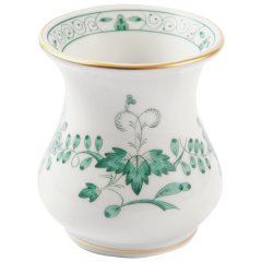 Vase, Shape "New Cutout", Oriental painting, peony and chrysanthemum, green, gold rim, H 6 cm
