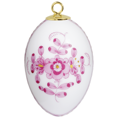 Easter egg, Indian painting, flower ornament, purple, white rim, H 4,5 cm