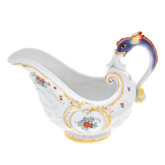 Gravy boat, Shape "Swan Service", Oriental strewn flowers, gold rim (Swan service), V 0,25 l