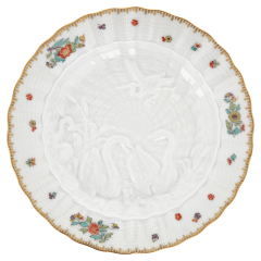 Bread- and Butter Plate, Shape "Swan Service", Oriental strewn flowers, gold rim (Swan service), Ø 16,5 cm