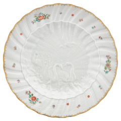 Dinner Plate, Shape "Swan Service", Oriental strewn flowers, gold rim (Swan service), ø 24,5 cm