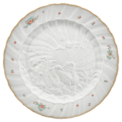 Charger Plate, Shape "Swan Service", Oriental strewn flowers, gold rim (Swan service), Ø 32 cm
