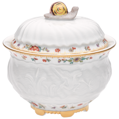 Sugar Bowl, Shape "Swan Service", Oriental strewn flowers, gold rim (Swan service), Ø 10,5 cm