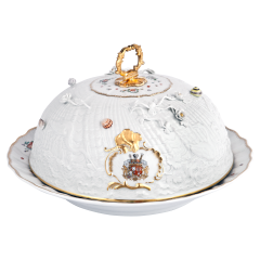 Serving bell with "oriental strewn flowers", Shape "Swan Service", H 20 cm