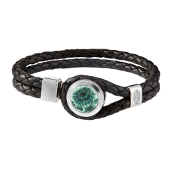 Leather Bracelet "The Original" green, 925 sterling silver