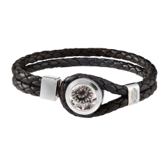 Leather Bracelet "The Original" black, 925 sterling silver