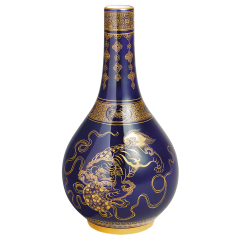 Vase, Fu dogs on cobalt blue ground, gold decoration, num., lim., H 24,5 cm