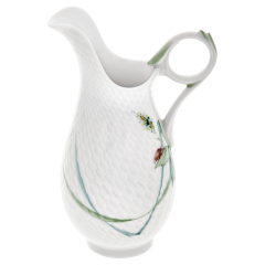 Cream Jug, large, Shape "Waves Relief", Woodland flora with insects, white rim, V 0,3 l
