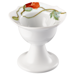 Egg Cup, Shape "Waves Relief", Wild poppy, red, white rim, H 7 cm