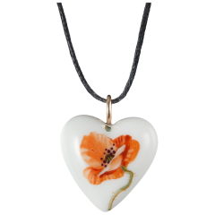 Pendant "Heart size L", Wild poppy, red, 2,4 x 2 cm