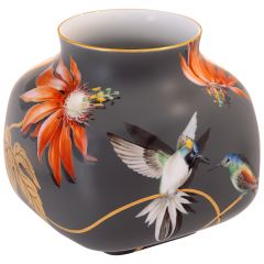 Vase I, Passionflower & Hummingbirds, lim. 25, Shape "nova", H 17,5 cm