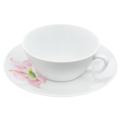 Tea cup & saucer, Shape "MEISSEN® Cosmopolitan", "Giant Bloom", Hibiscus, V 0,2 l