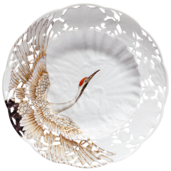 Wall plate, "Flying Crane", lim. 50, Shape "Swan Service", Ø 25,5 cm