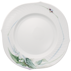 Starter- and Dessert Plate, Shape "Waves Relief", Woodland Flora with insects, lilies of the valley, Ø 22,5 cm