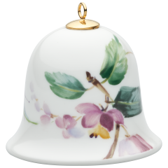 Bell, Woodland flora with insects, burning bush, white rim, H 5 cm