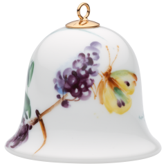 Bell, Woodland flora with insects, privet, white rim, H 5 cm