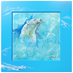 Wall picture Polar Bear, New Crystal Glaze World of Meissen, 53 x 53 cm