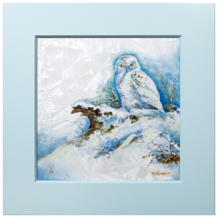 Wall picture Snowy owl, New Crystal Glaze World of Meissen, H 53 cm