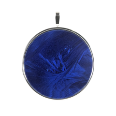 Pendant Crystal Glaze Cobalt Blue with frame in 925 sterling silver, Ø  cm