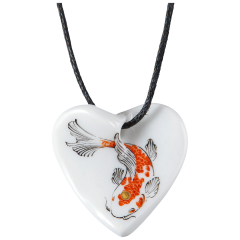 Pendant Swinging Heart, Koi, coloured with gold, 2,5 x 2,5 cm