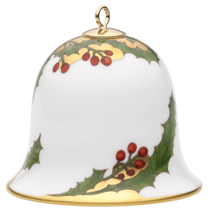 Bell, Holly, coloured and gold, gold rim, H 5 cm