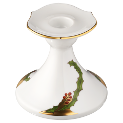 Candlestick, Shape "Waves Pure", Holly, gold rim, H 8 cm