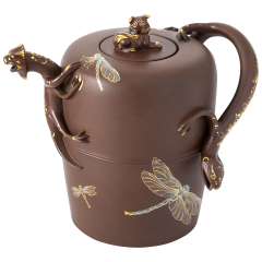 Pot with lizard "Fanciful Dragonflies", H 13,5 cm