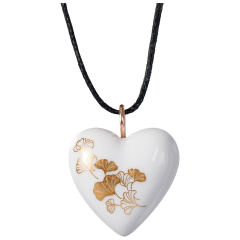 Pendant Heart big loop rose gold, Ginkgo, gold, 2,4 x 2 cm